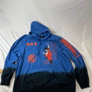 Dragon Ball Z Goku Pullover Hoodie - 3XL - Blue Ombre Tie-Dye Effect